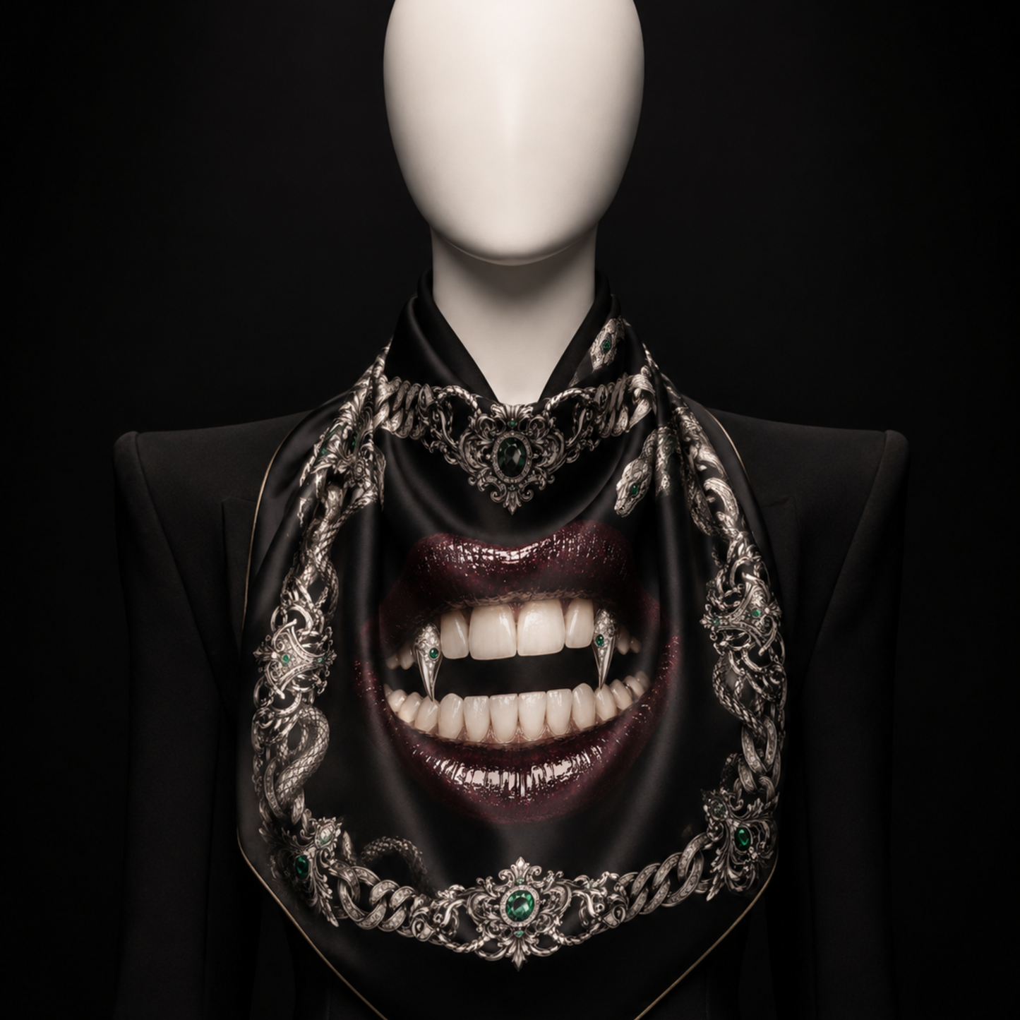 The Serpent faux silk carré scarf – neck styling