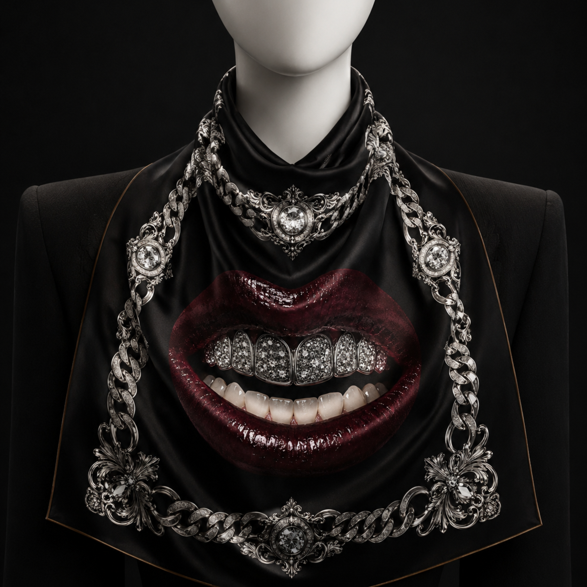 The Heir faux silk carré scarf – neck styling