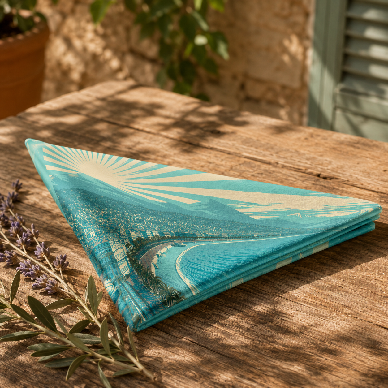 Nice silk carré scarf – folded – Sans Héritage