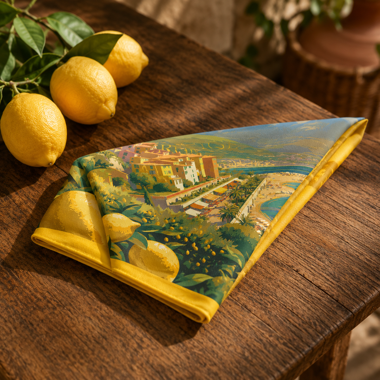 Menton silk carré scarf – folded – Sans Héritage