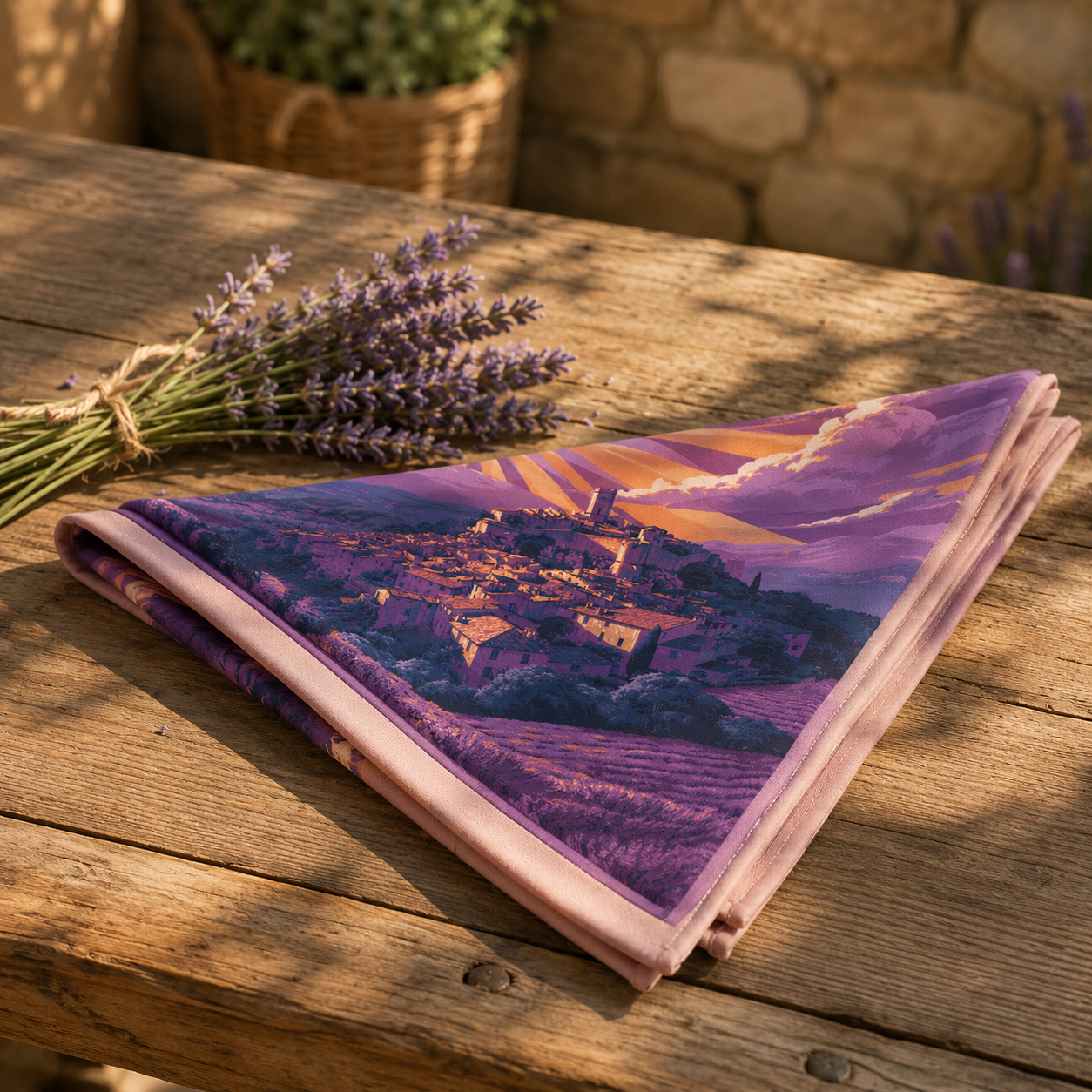 Saint-Paul de Vence silk carré scarf – folded – Sans Héritage